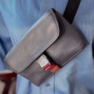 Coach Rider leather sling,cross-body,belt bag,gunmetal hardware,logo script EUC